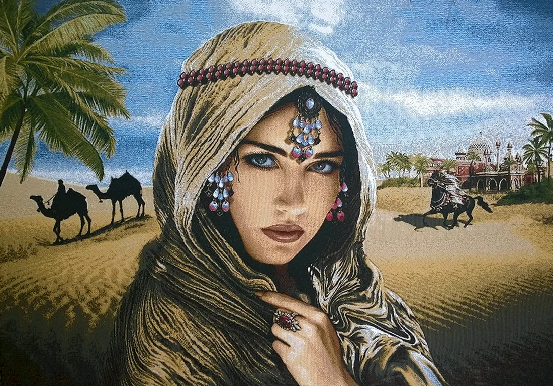 Восточная женщина воин в пустыне