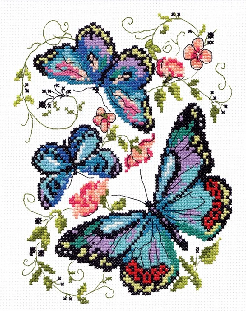 42-03 В020 набор для вышивания чудесная игласиние бабочки