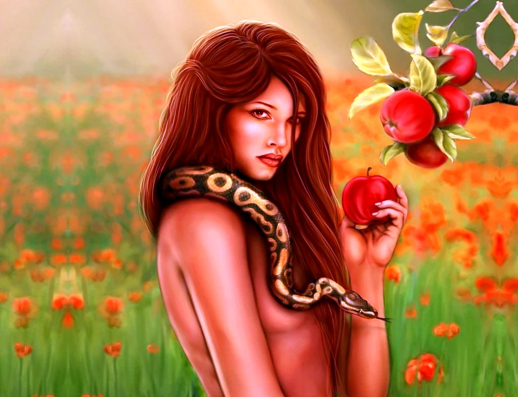 Адам ева змей искуситель яблоко