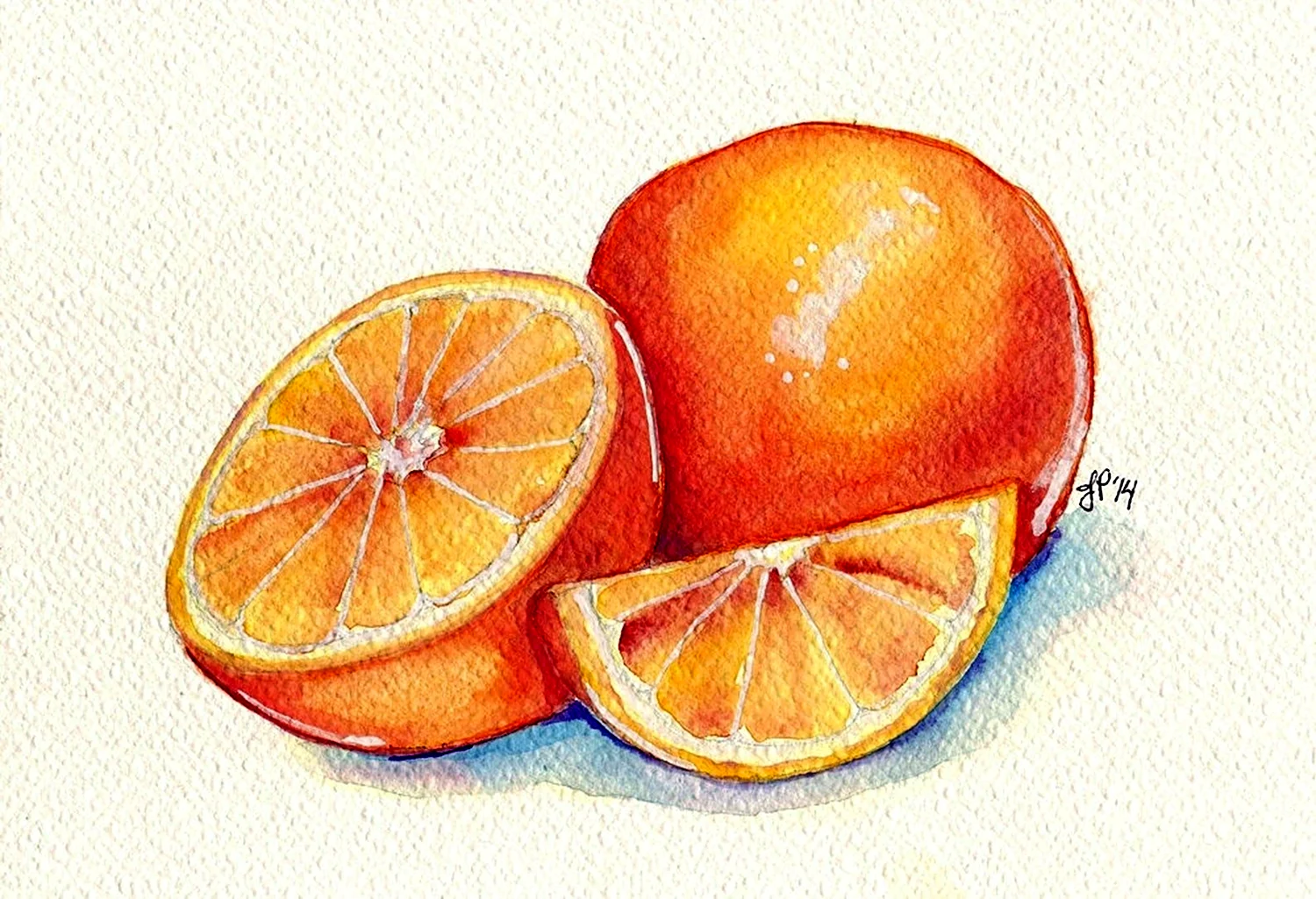 Апельсин акварелью