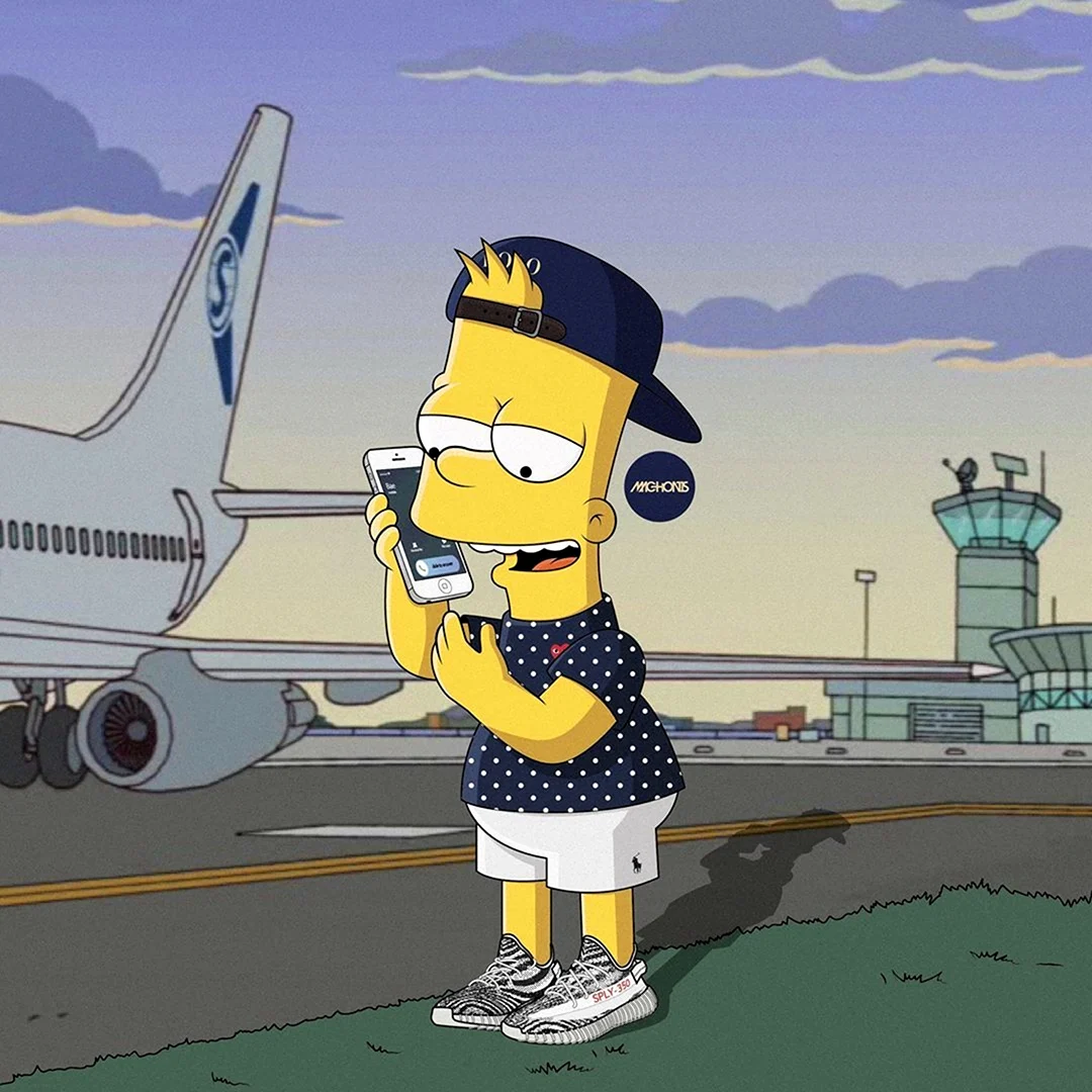 Барт симпсон на самолет