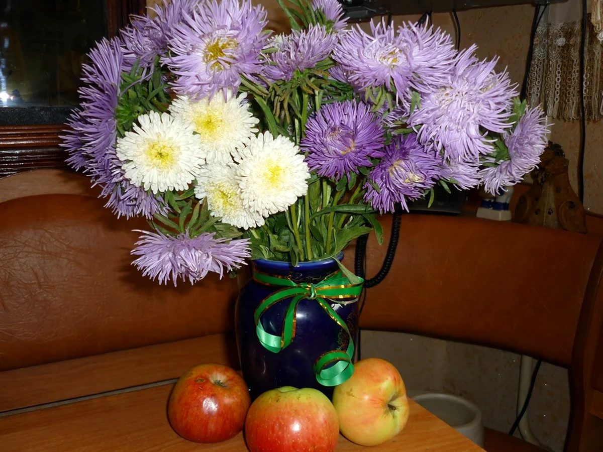 Букет осенние цветы астры сентябринки