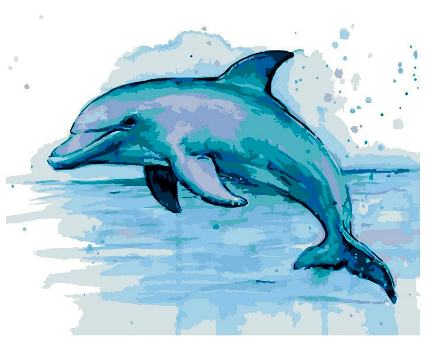Дельфины в море Раскраска картина по номерам на холсте KRYM-AN18-80x100