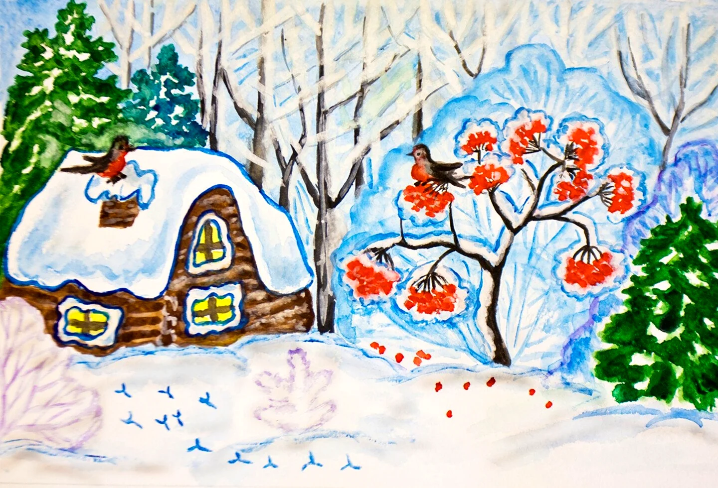 Детские рисунки на тему домик в лесу
