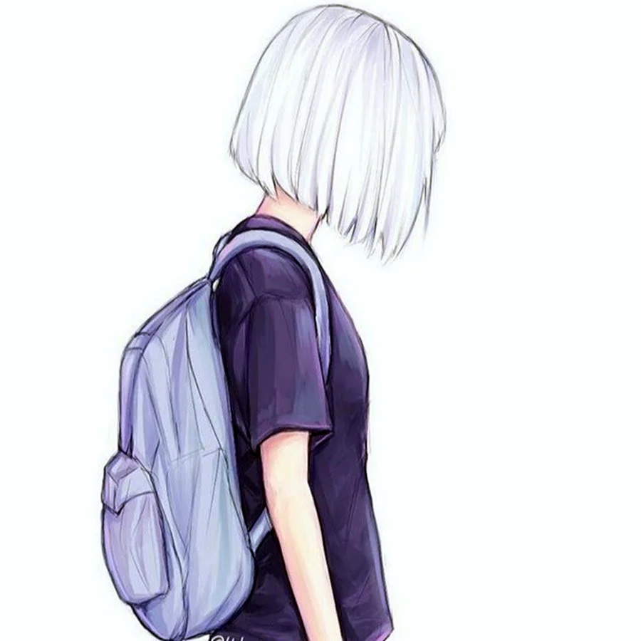 Рисунок девушки с короткой стрижкой.