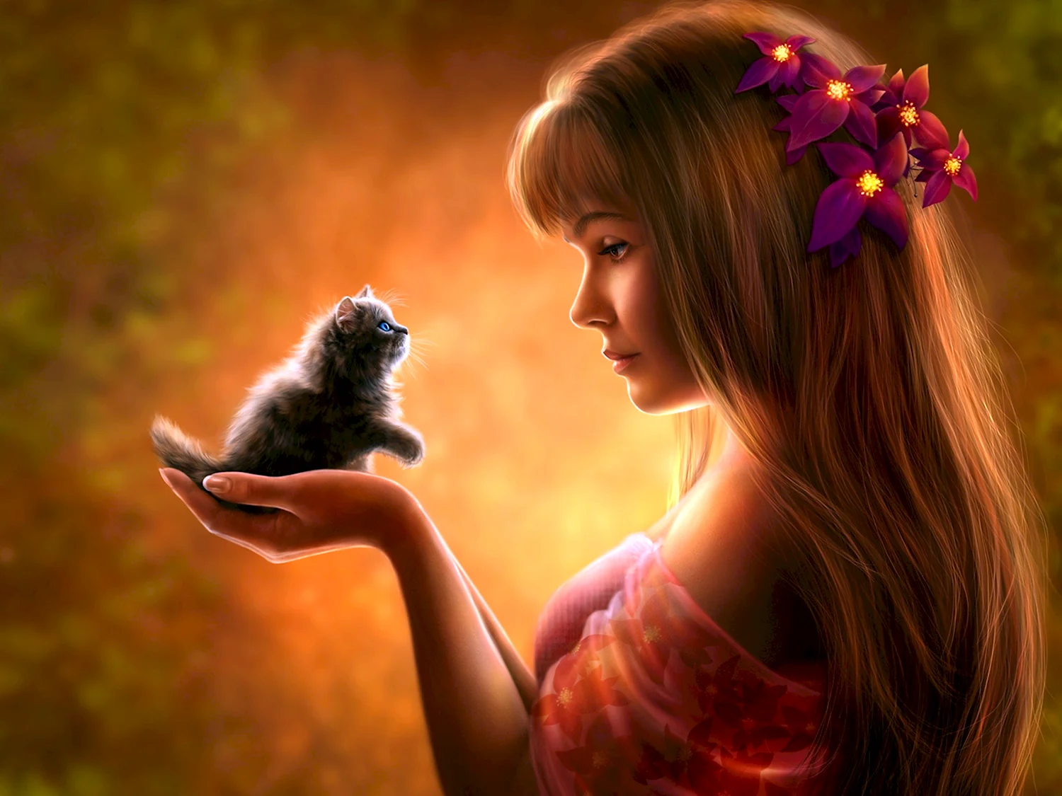 Девушка с котенком