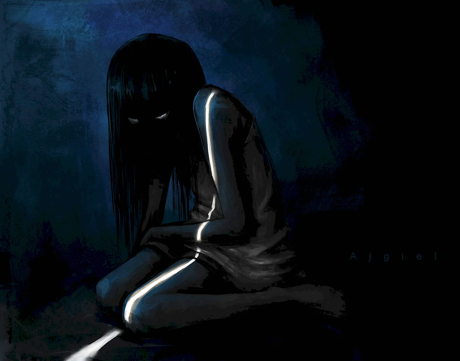 Девушка в темноте арт