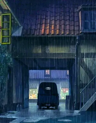 Дождливая улица аниме фон