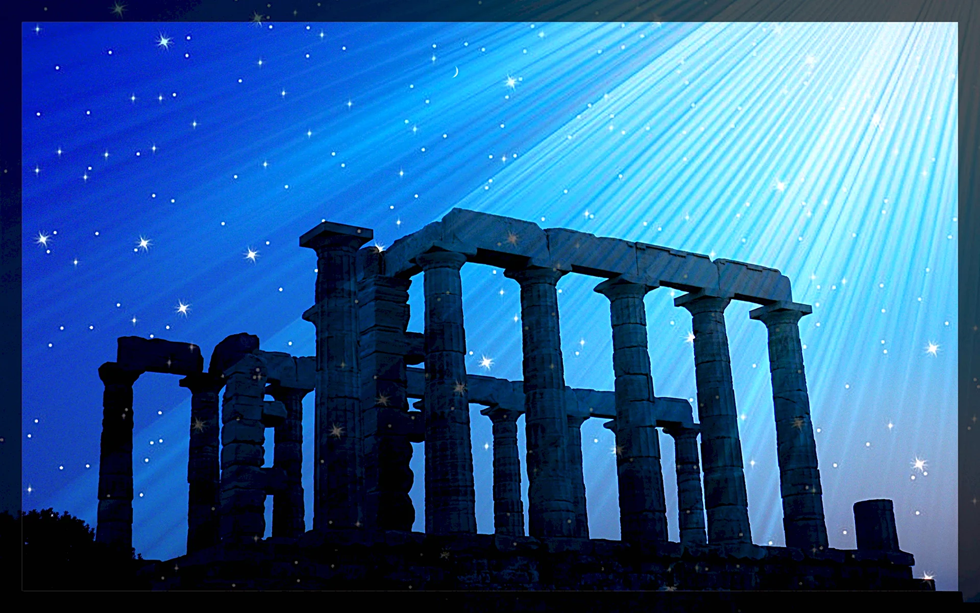 Древняя Греция храм богов ночь