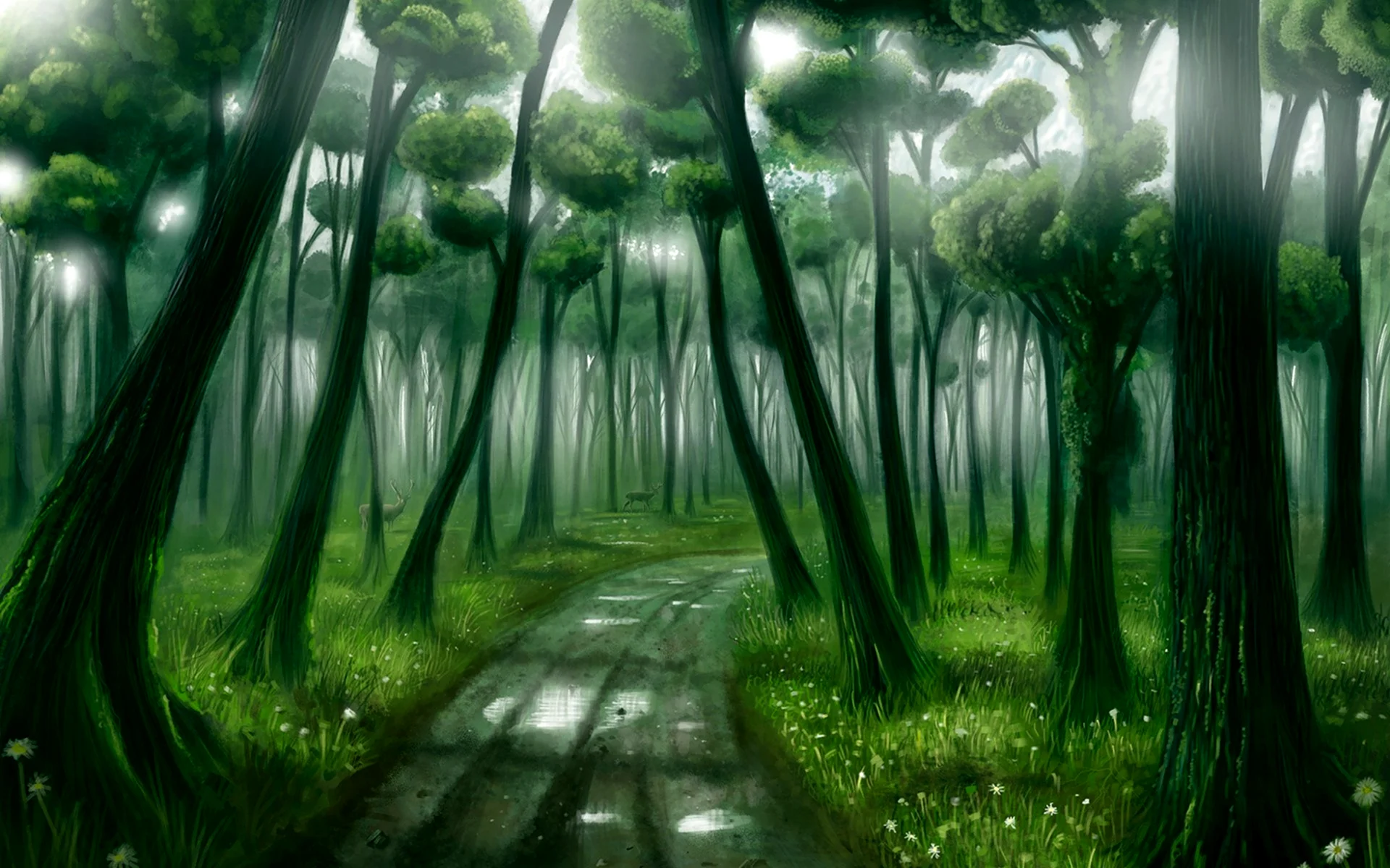 Нарисованный фон леса (53 фото)