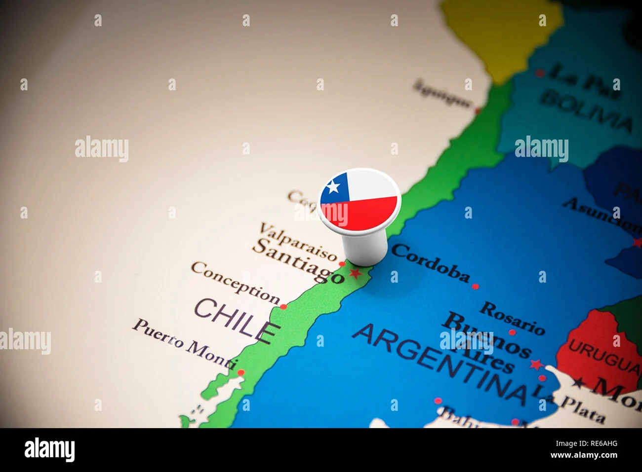 Флаг Чили на карте