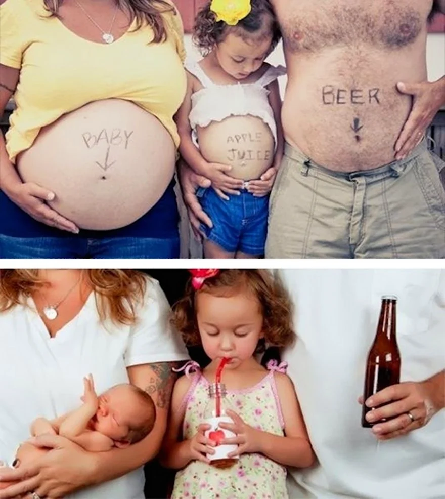 Фотосессия беременных до и после