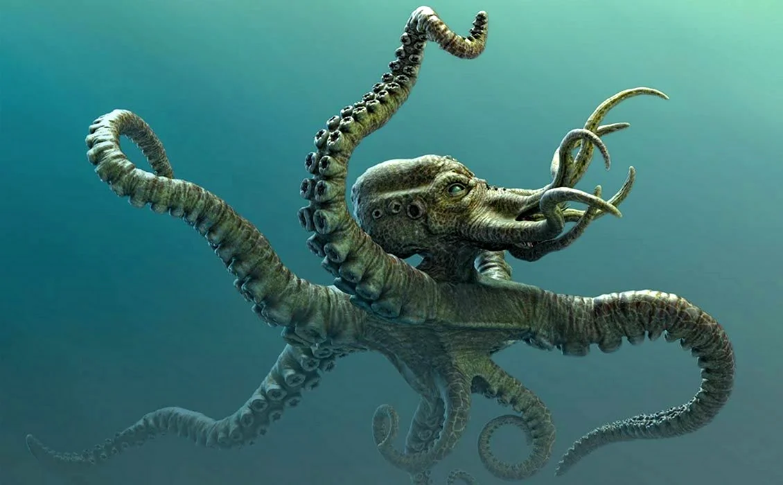 Гигантский осьминог Кракен. Морское чудовище.