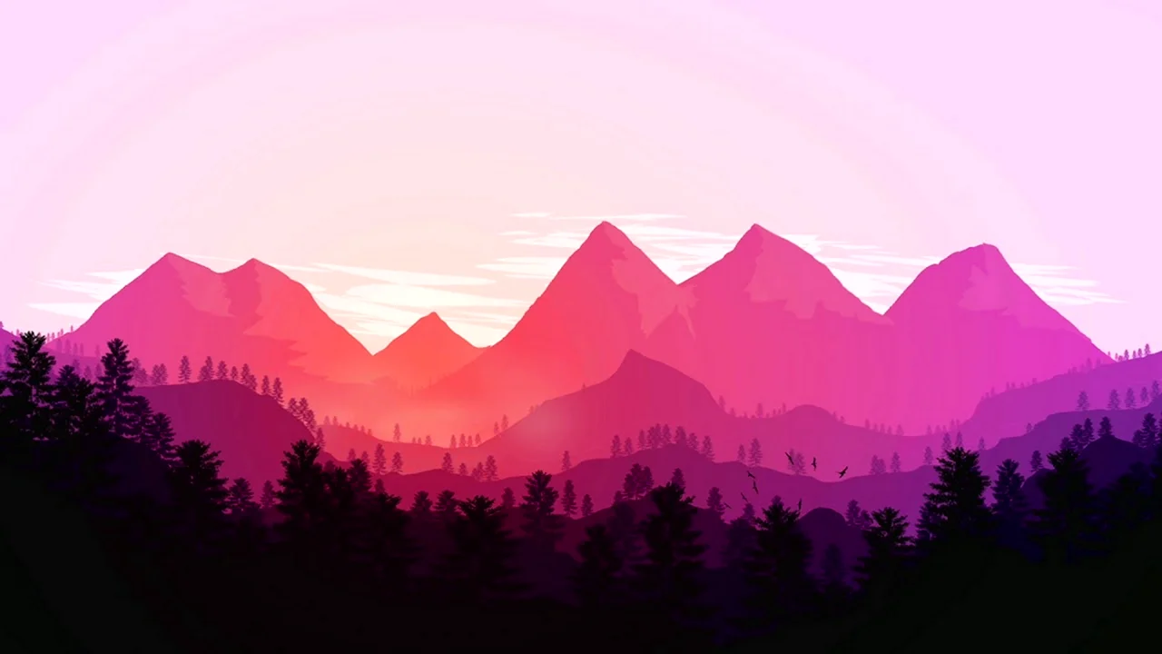 Горы на розовом фоне