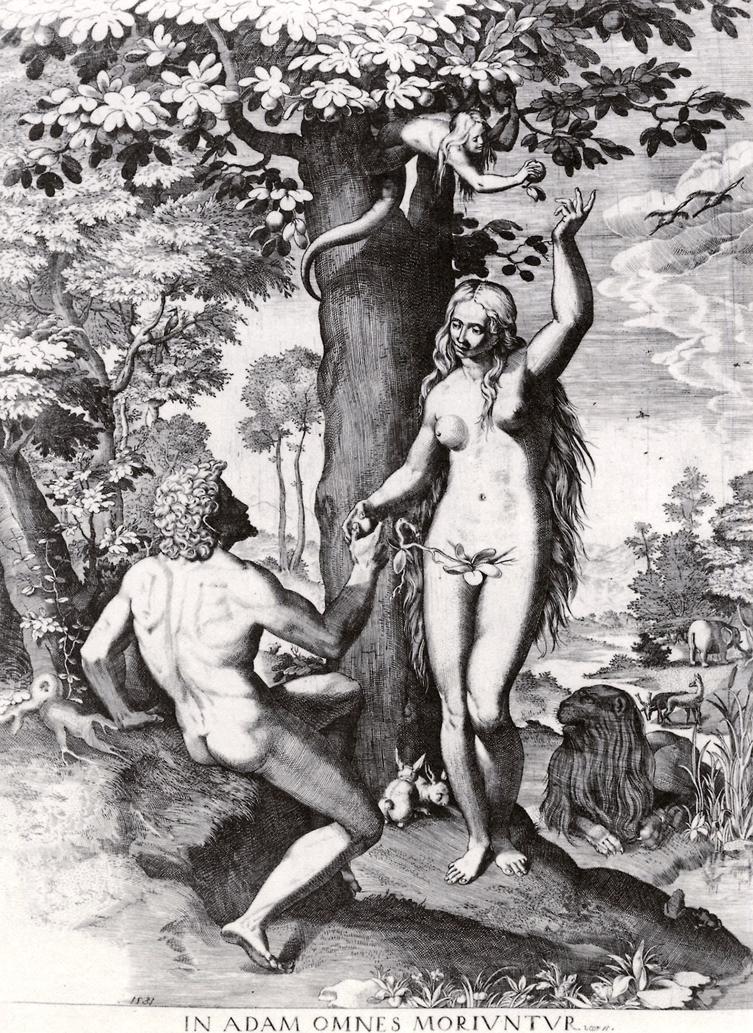 Гравюра «адам и ева» мазо Финигвера