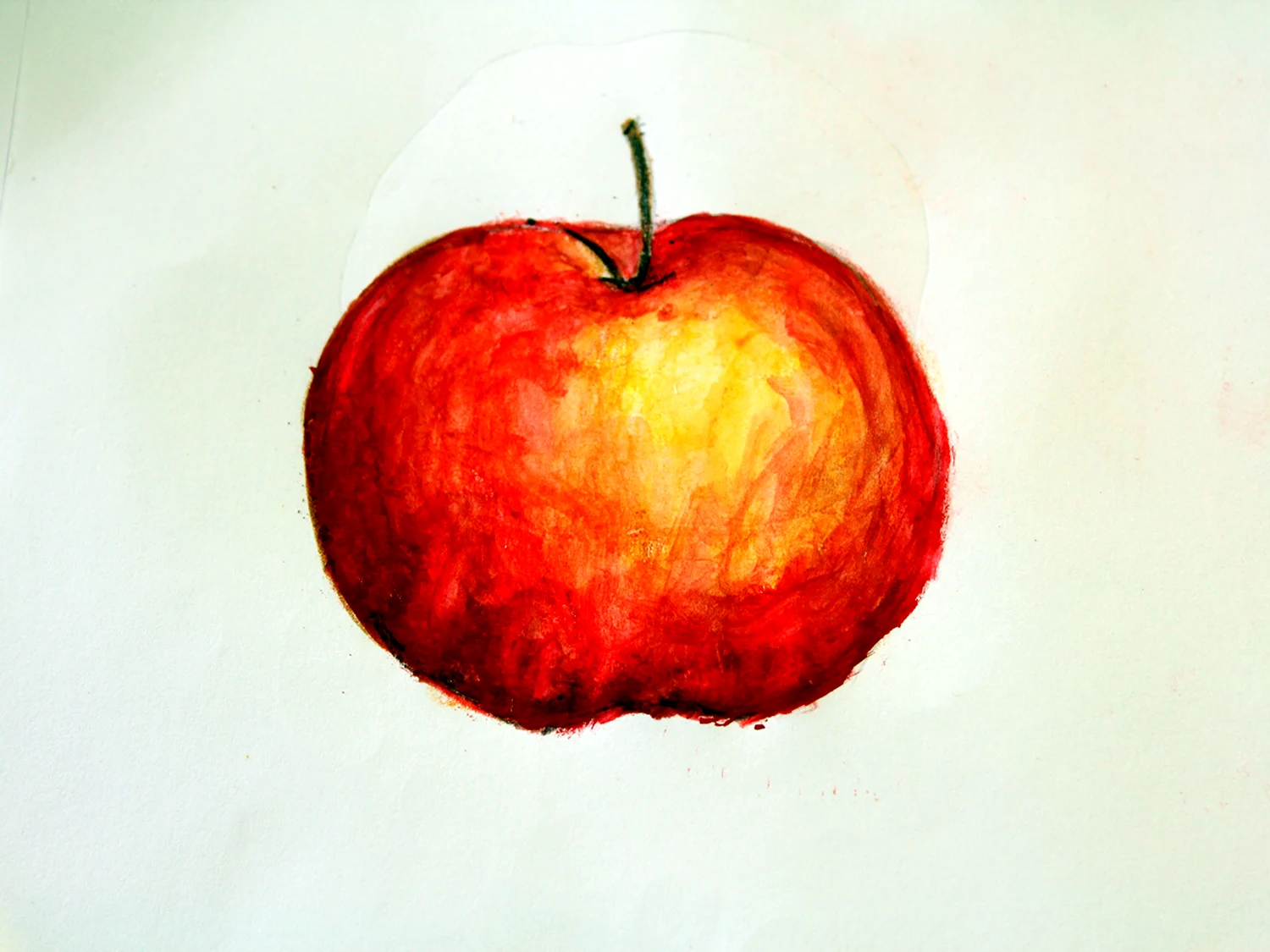 Яблоко рисунок акварельными карандашами