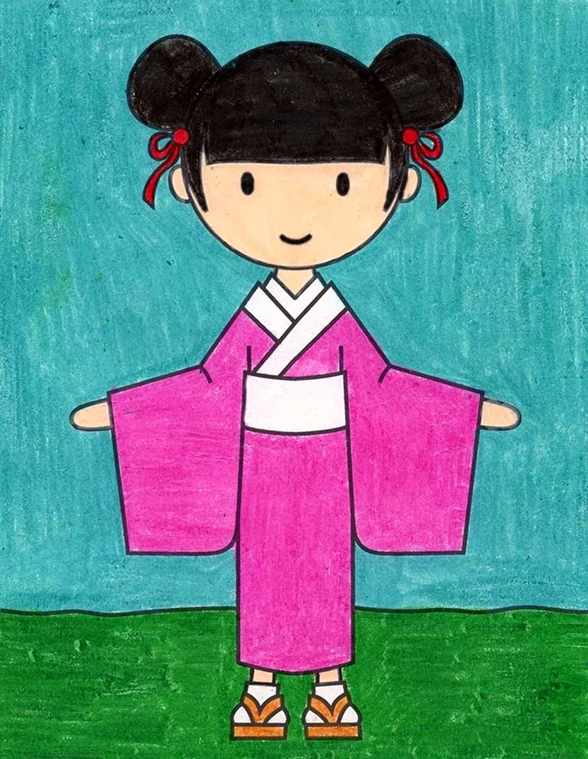 Раскраска Японский костюм