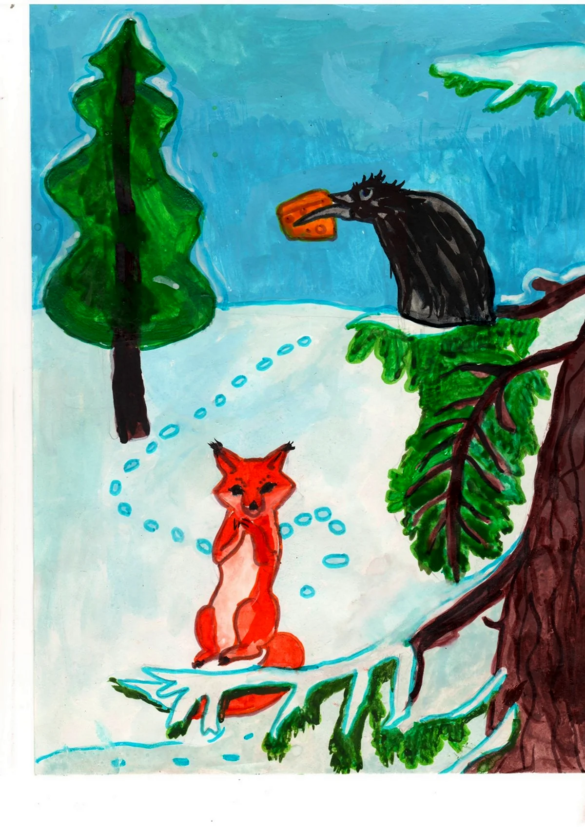Рисунок к сказке ворона и лисица - 63 фото