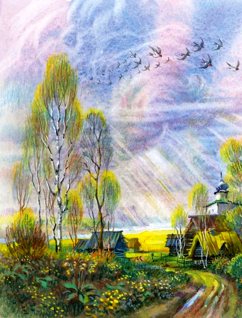Иллюстрация к стихотворению весенний дождь Афанасий Афанасьевич Фет