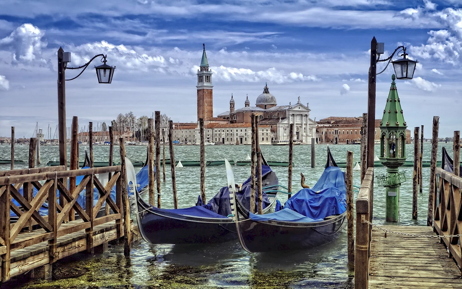 Италия пейзаж Венеция гондола