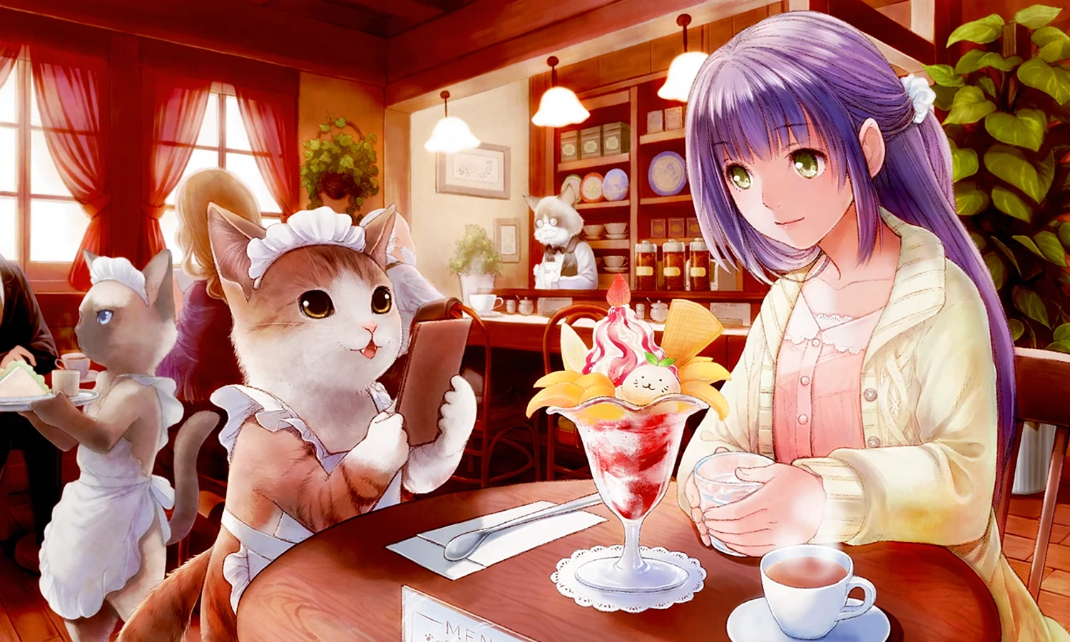 Кафе с кошками аниме