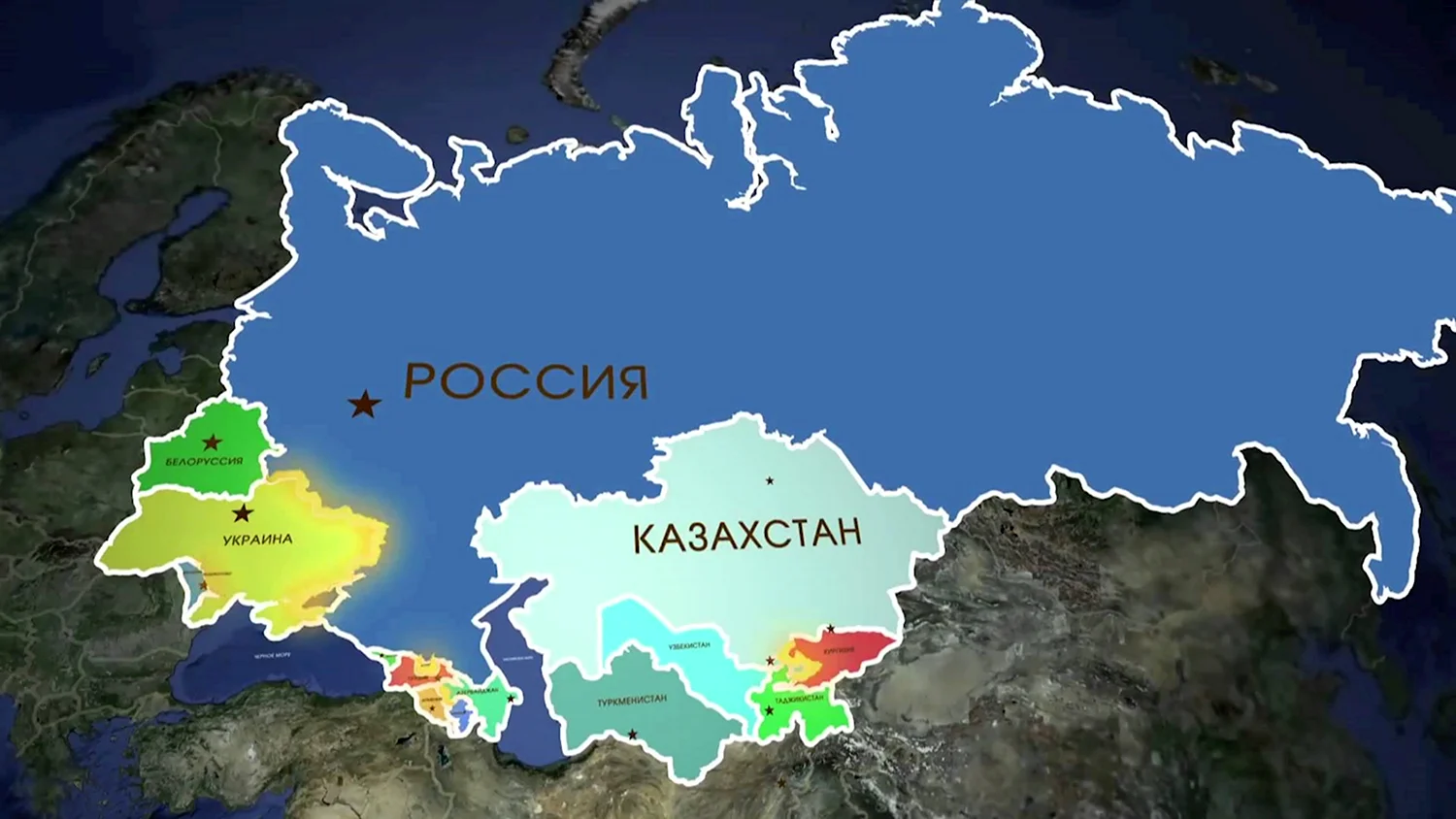 Карта России Украины и Казахстана