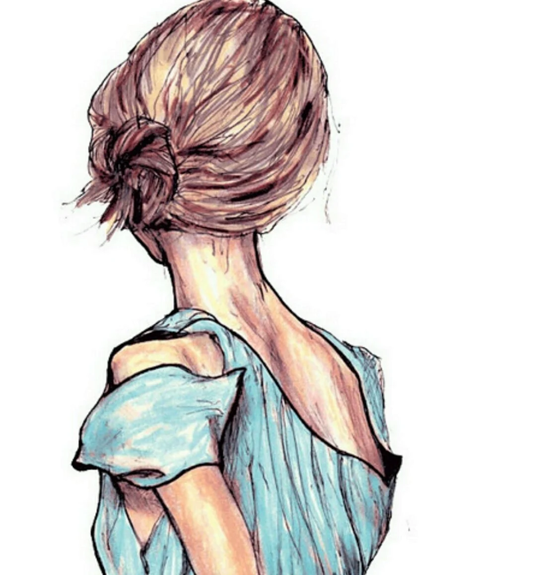 Рисованные картинки девушек со спины