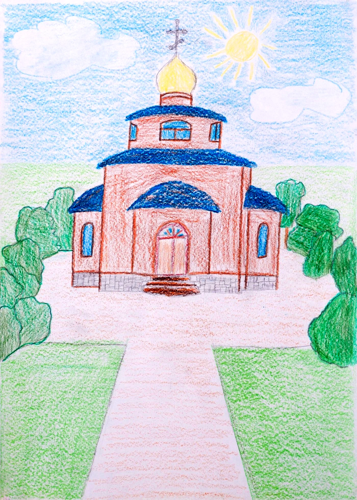 Церковь рисунок. Церковь рисунок для детей. Церковь рисунок легкий. Детские рисунки церкви карандашом.