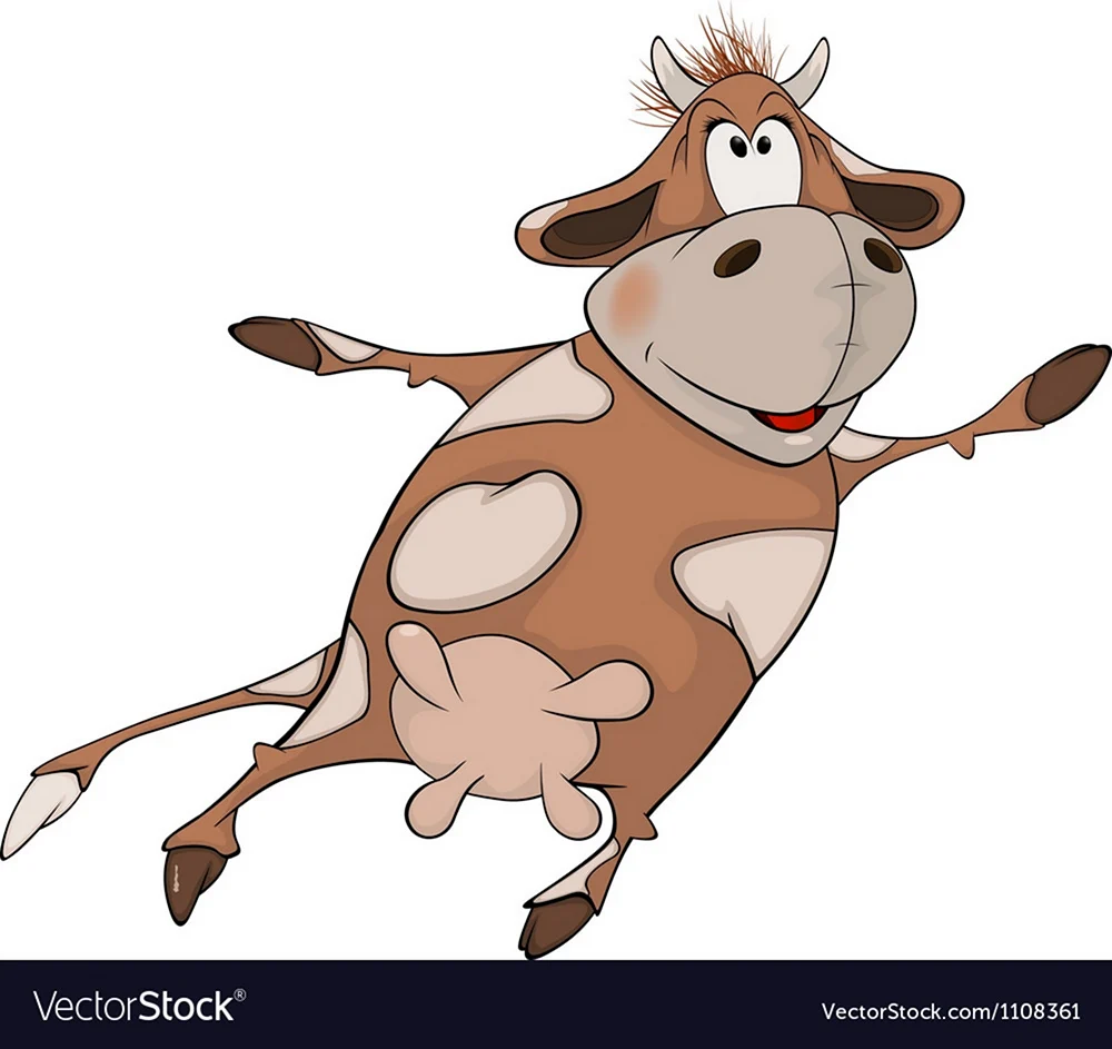 Коричневая корова нарисованная.