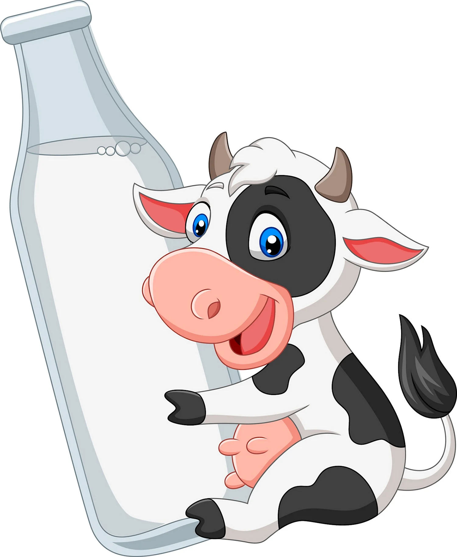 Корова с бутылкой молока