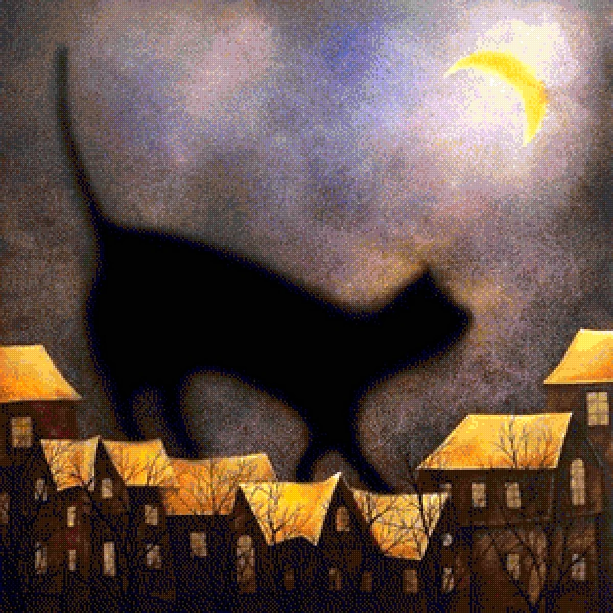Кошка гуляет по крыше