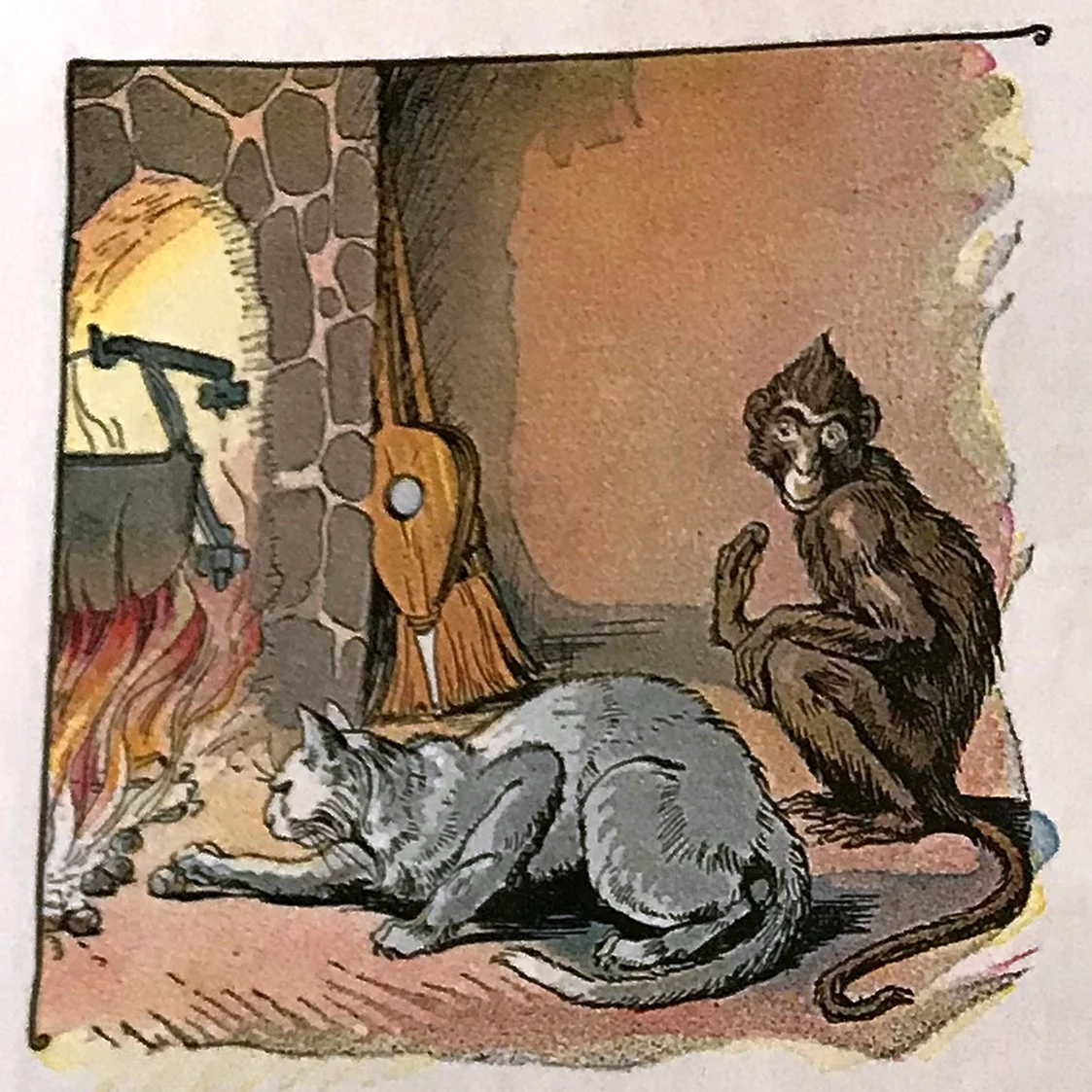 Лафонтен обезьяна и кот