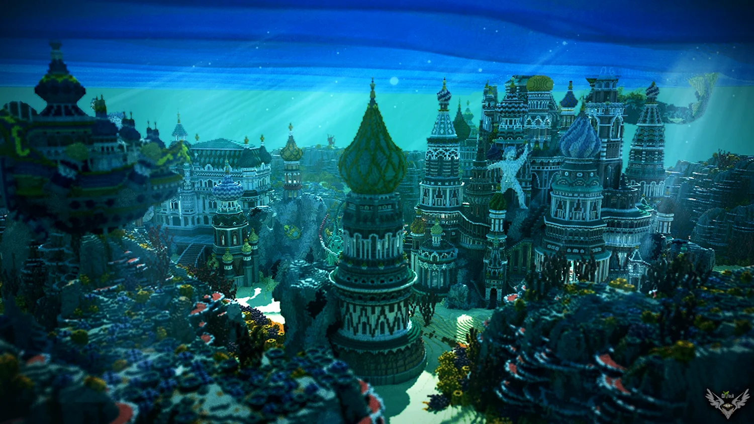 Майнкрафт подводный город Атлантида