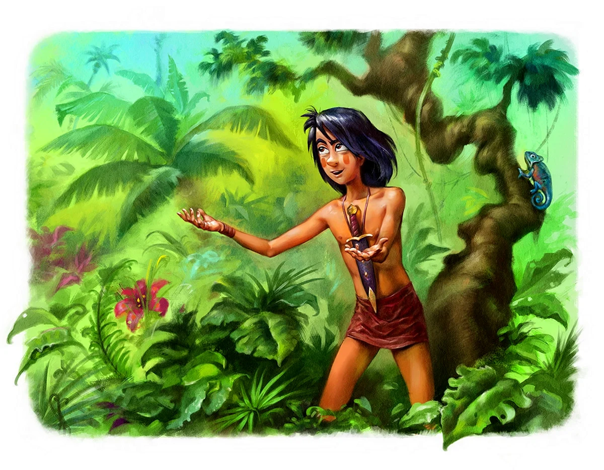 Мальчик в джунглях рисунок