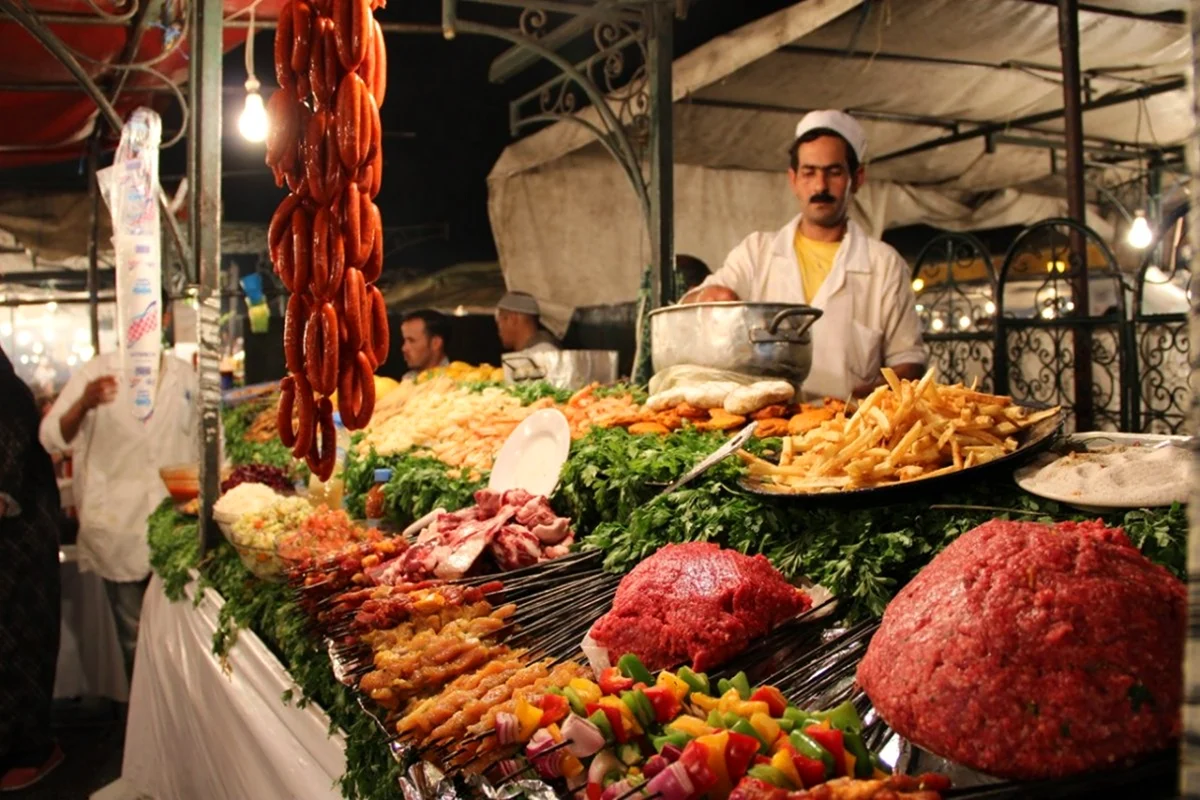 Марракеш город в Марокко рынок еда