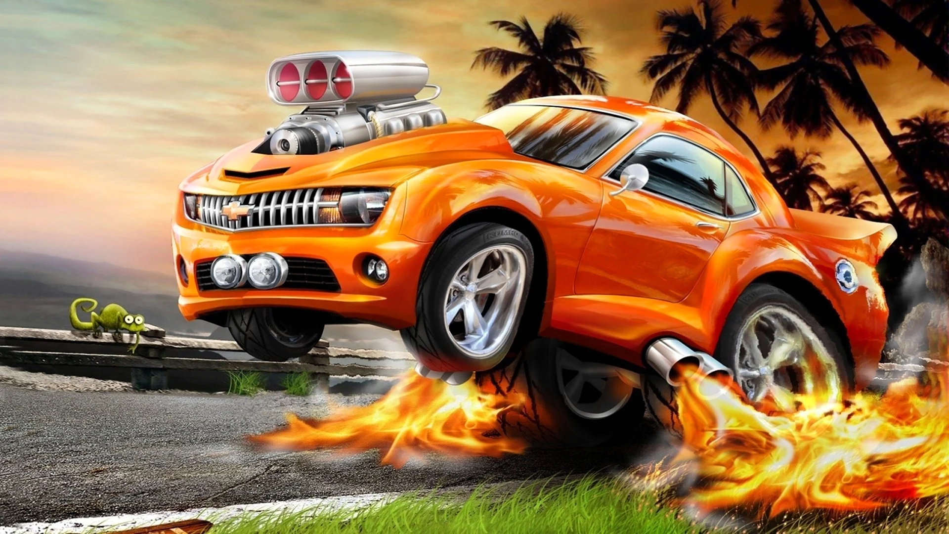 Машинка hot Wheels оранжевая огонь