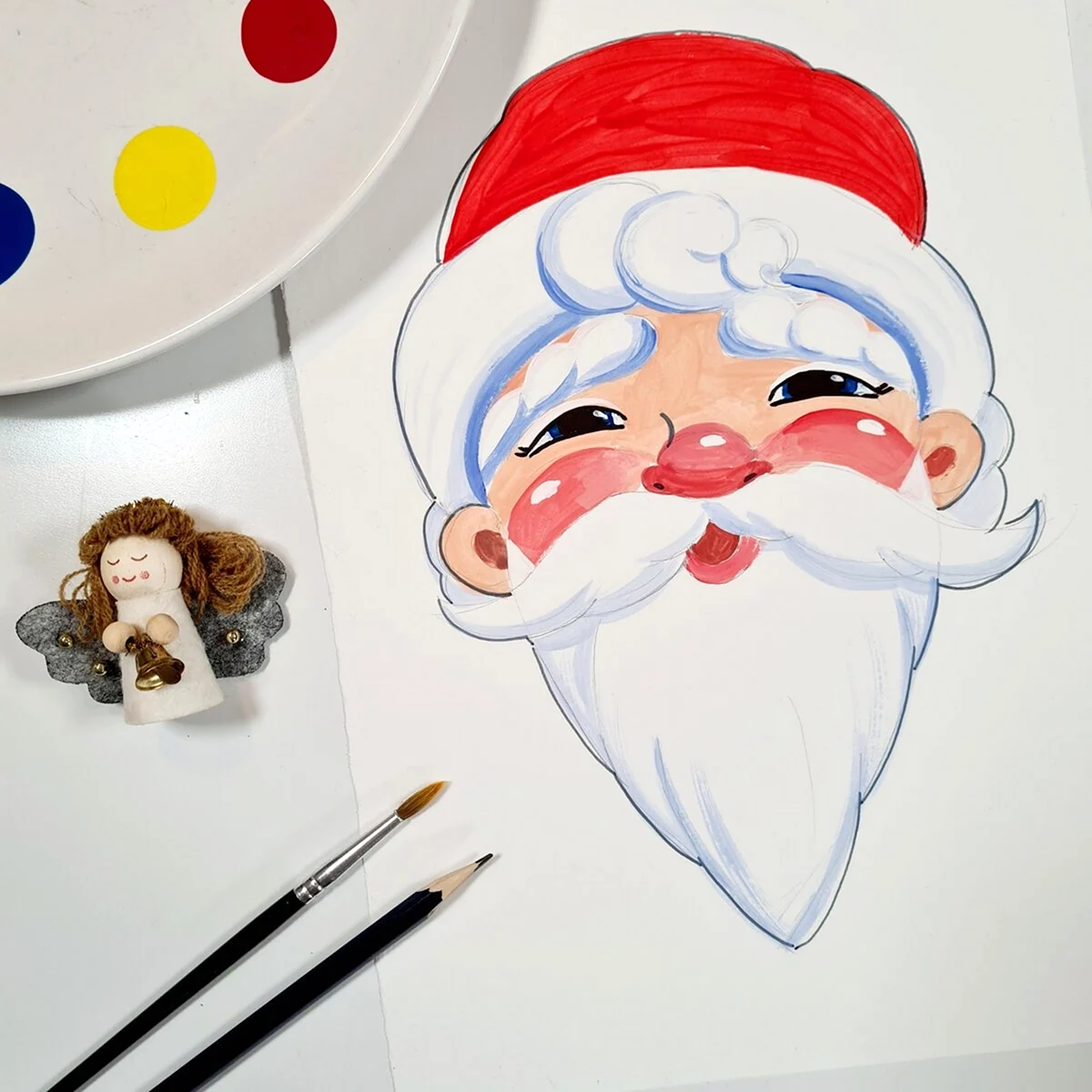 Мастер класс рисование Деда Мороза