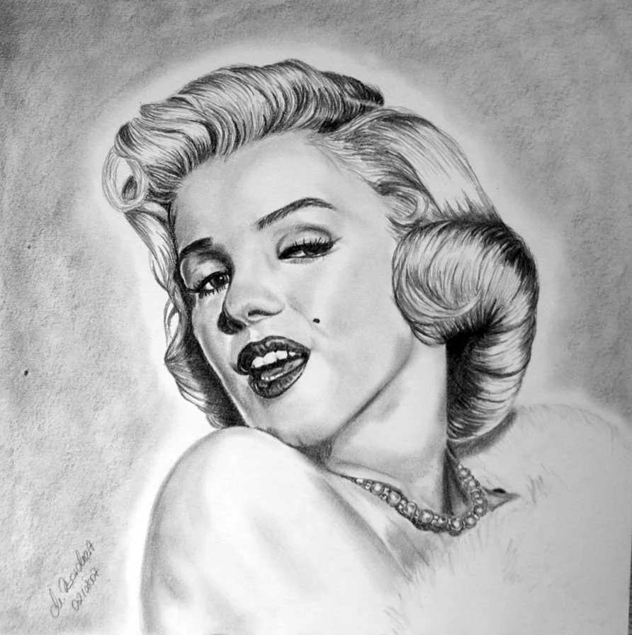 Мерлин Монро карандашом портрет