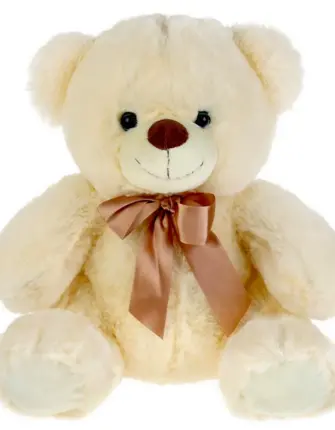 Мягкая игрушка Мульти-Пульти медведь бежевый с бантом 50 см