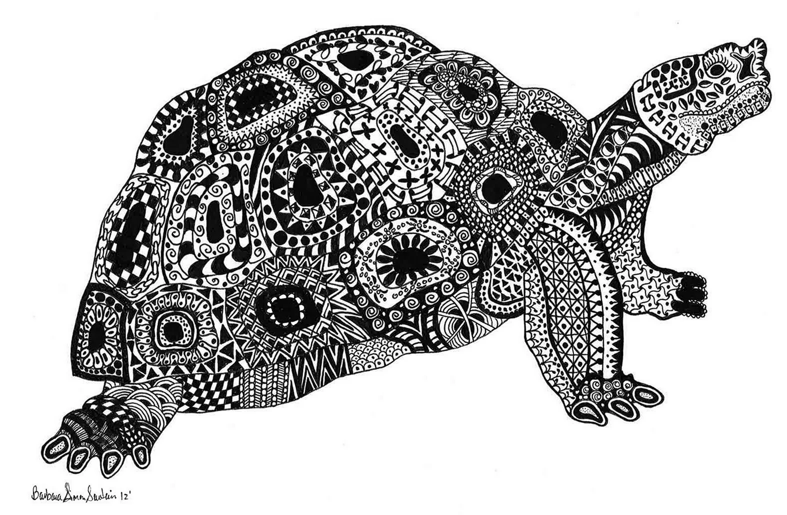 Морская черепаха Зентангл