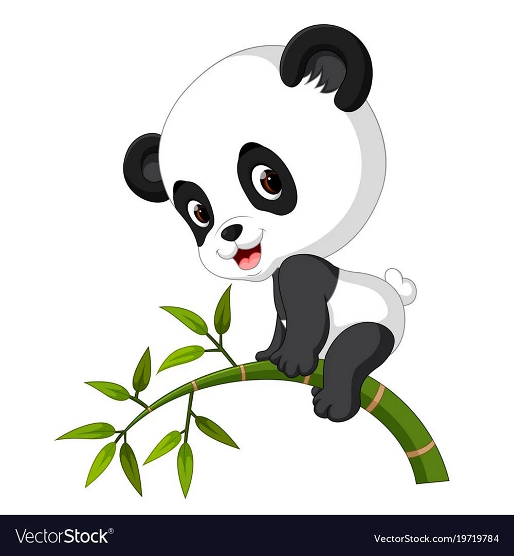 Мультяшная Панда с бамбуком