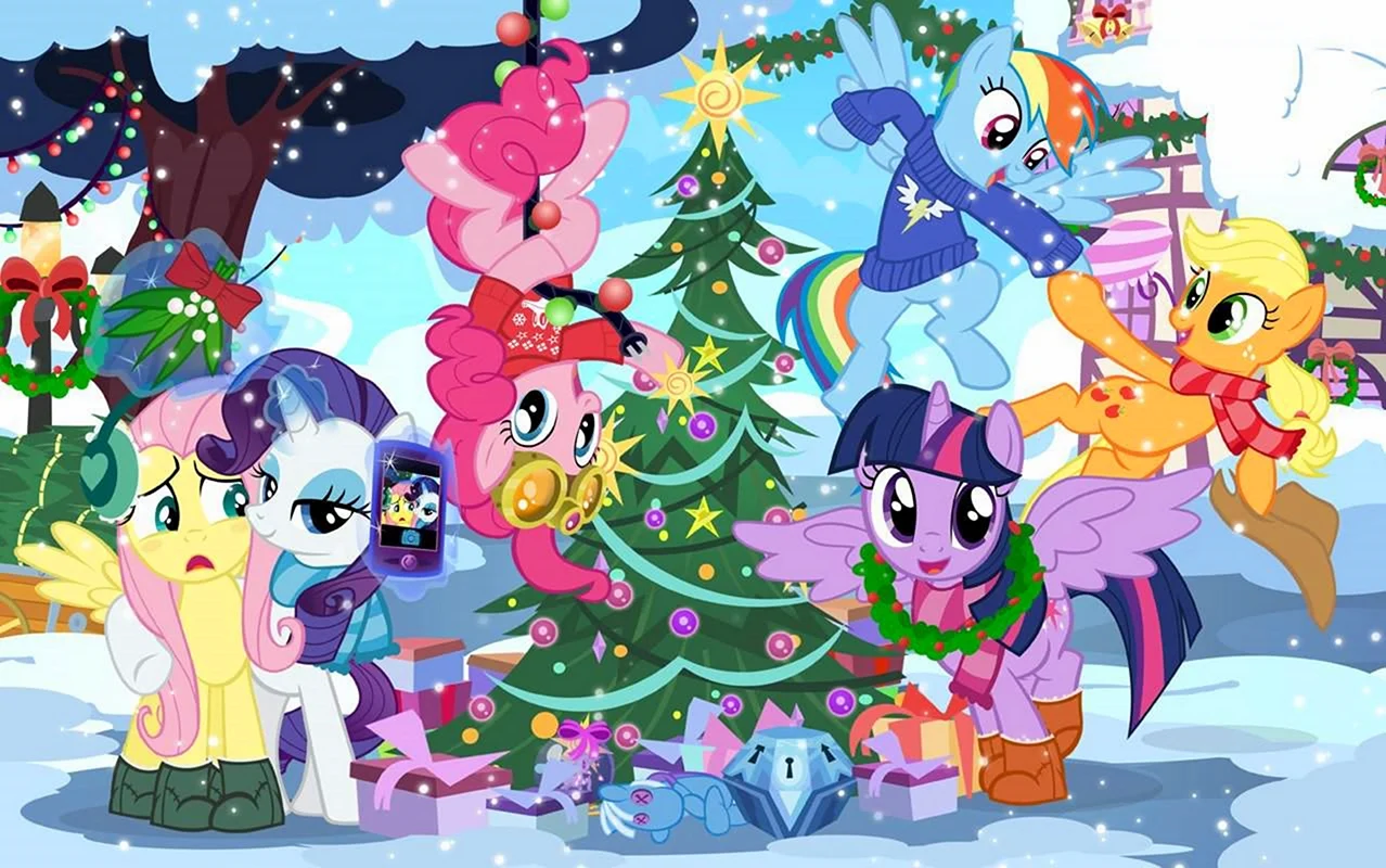 Новые игры литл пони. My little Pony новый год. Мой маленький пони новый год. MLP новый год. Рождество пони.