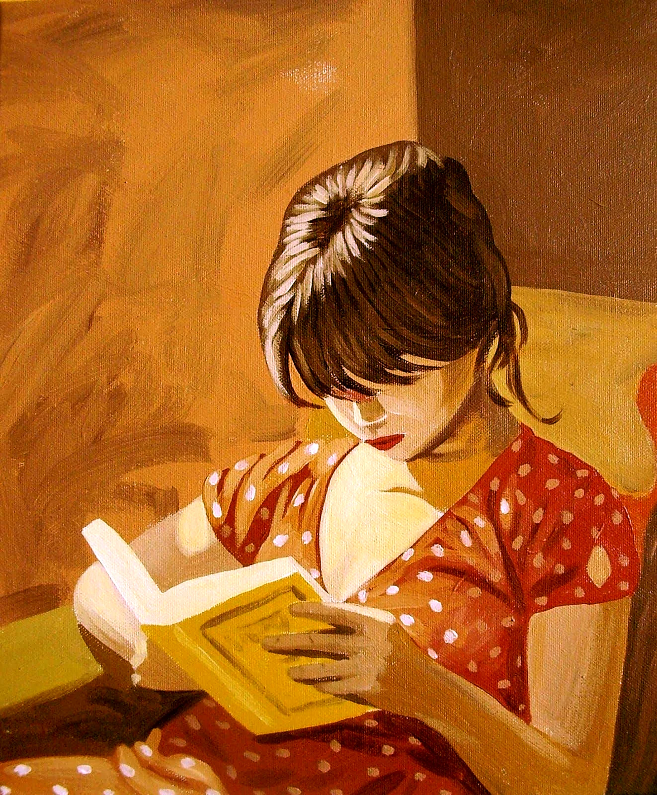 Нарисованная девушка с книгой