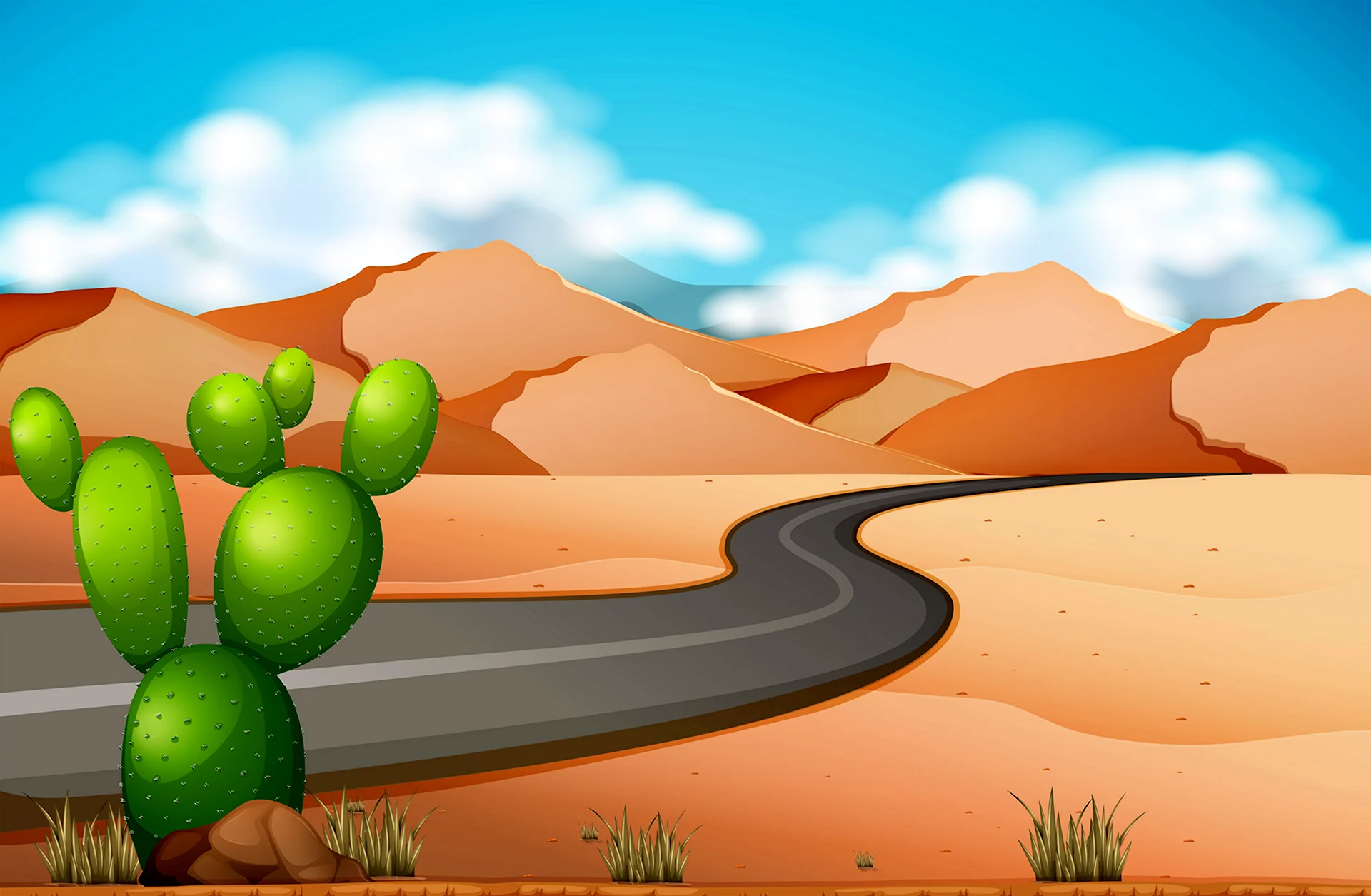 Нарисованная дорога в пустыне