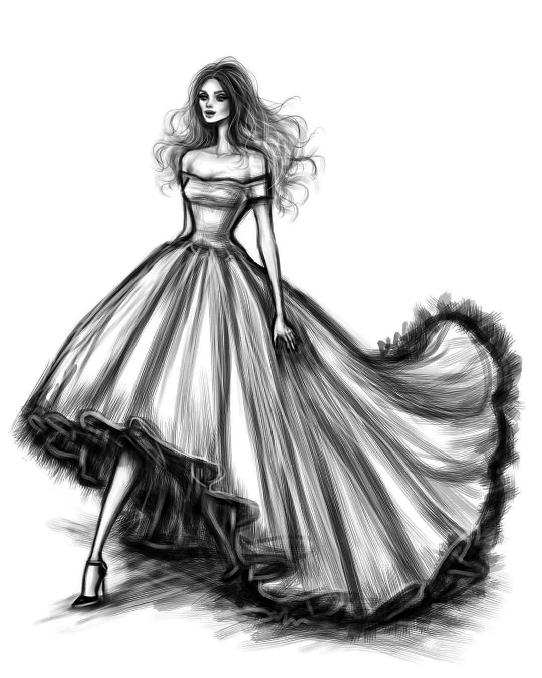 Нарисовать красивое платье
