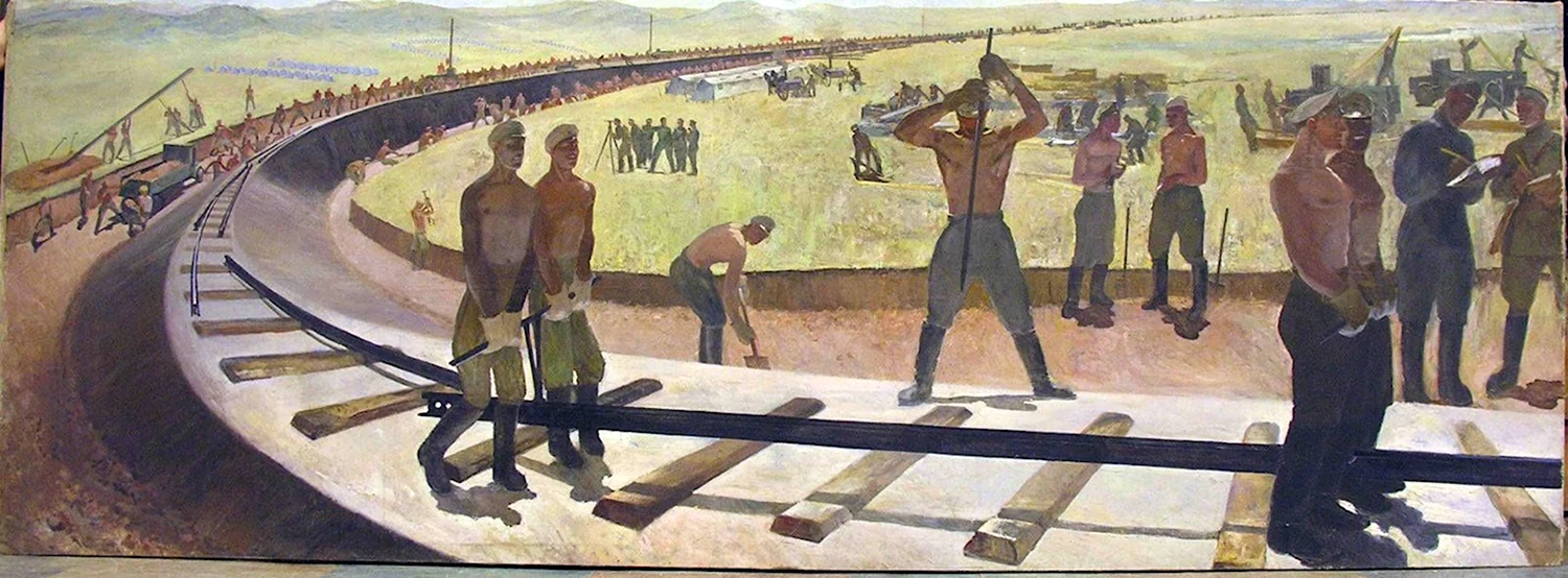 Николаев к прокладка железнодорожного пути в Магнитогорске 1930 г