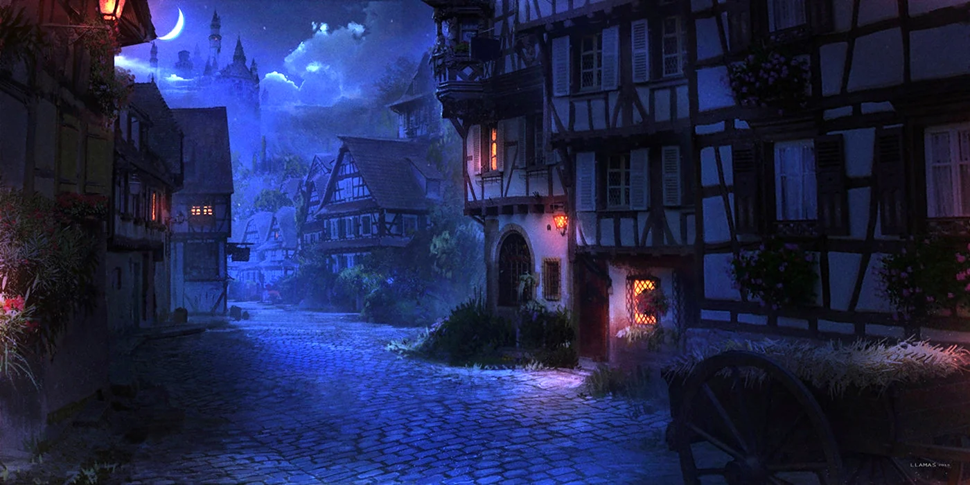 Ночная деревня Medieval