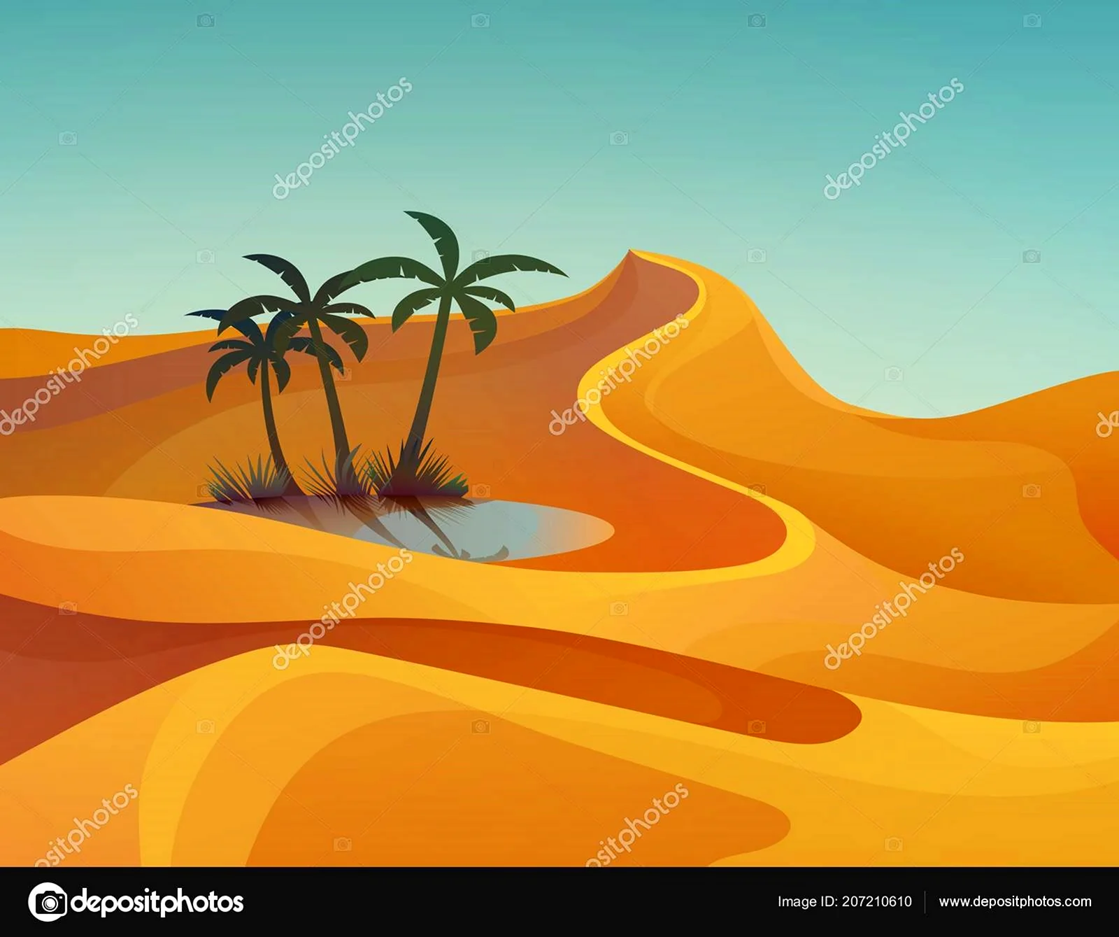 Оазис в пустыне вектор