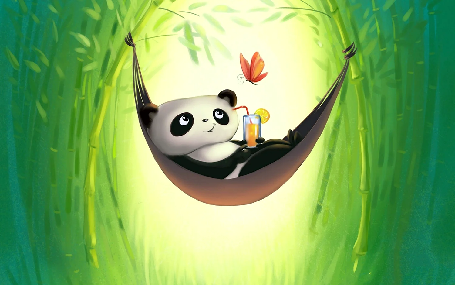 Панда в гамаке