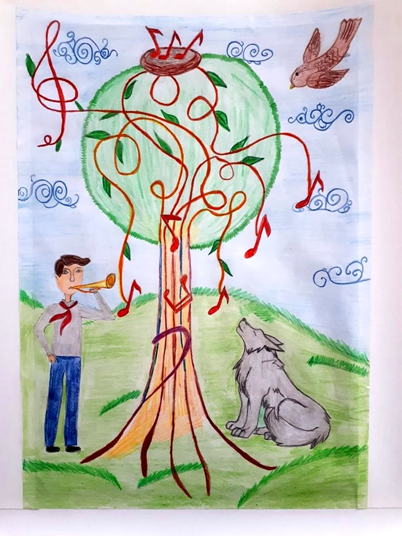 Рисунок петя и волк для учеников 2 класса. Легкие срисовки.